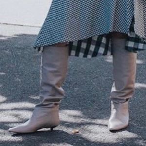 Zara, Knee high leather boots-kitten heels, sz40